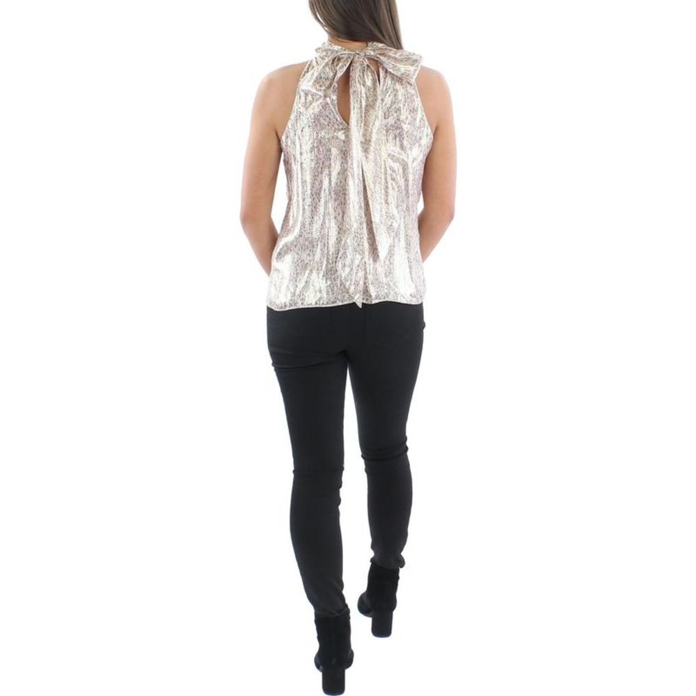 Ramy Brook Womens Metallic Shimmer Tie Neck Shirt Blouse Top NWOT - Picture 2 of 3